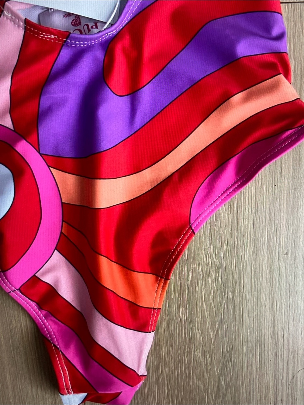 Emilio Pucci Red, Pink & Purple Swirl One-Piece Swimsuit - Picture 6 of 8